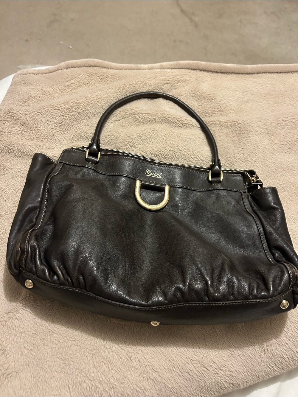 Gucci Abbey Dark Brown Leather Shoulder Bag